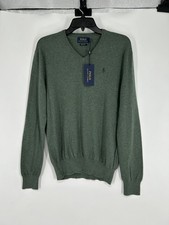 Polo Ralph Lauren Sweater Pony Logo 100 Pima Cotton V Neck Pullover Knit Men XS