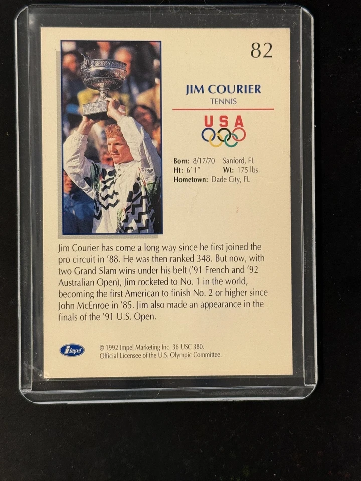 Tarjeta #82 Jim Courier (Tenis) 1992 Impel US Olympicards Foto 2 de 2