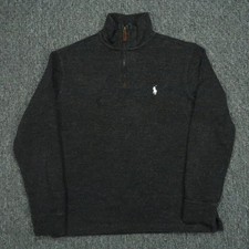 Polo Ralph Lauren Sweater Mens Small Charcoal Gray Quarter Zip Pullover Jumper