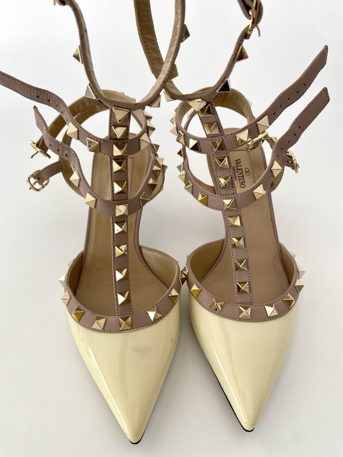 Valentino Rockstud Caged 65 Patent Ankle Strap Pump Women's  36.5 thumbnail 2