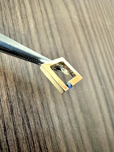 Estate 14K Yellow Gold Sapphire Square Pendant - Image 3 of 4