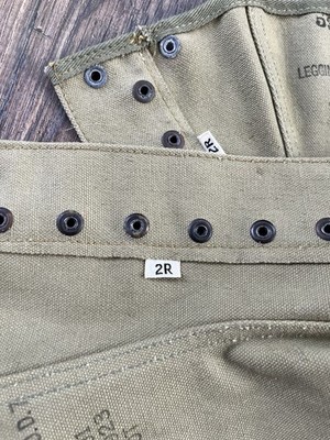 WWII US Army M1938 Canvas Leggings Matching 1944 Victory Mfg. Size