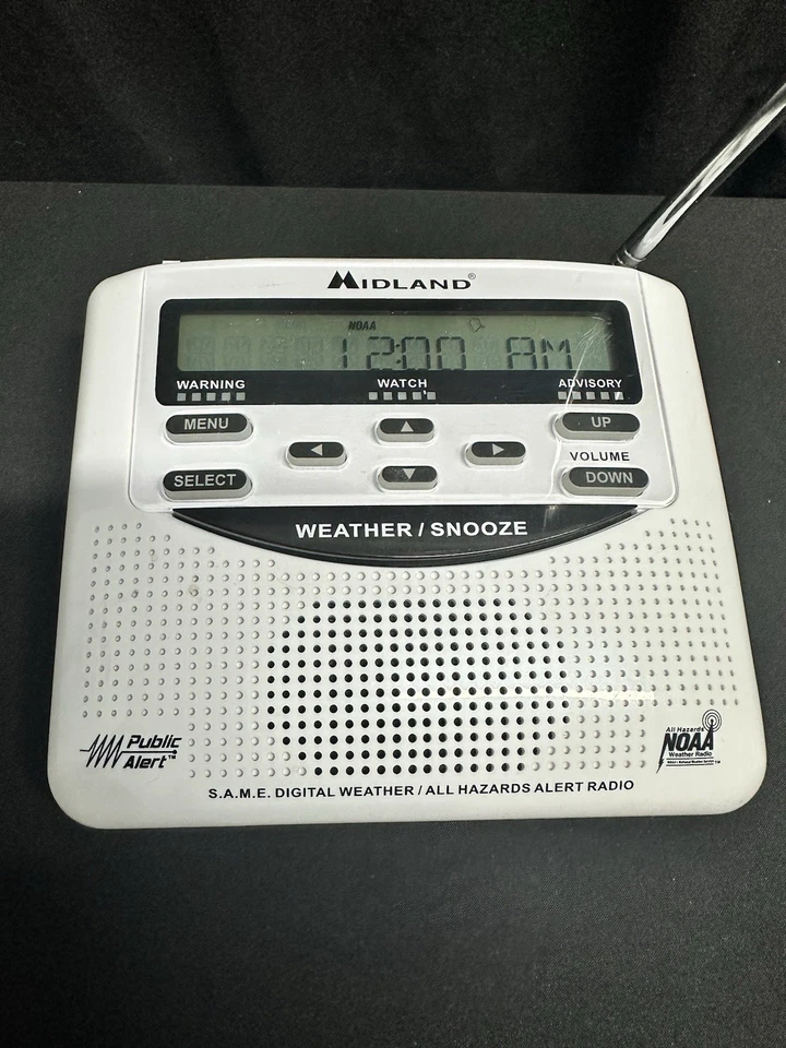 Midland WR-120B Notfall Wetterwarnung Radio mit Wecker - Weiß