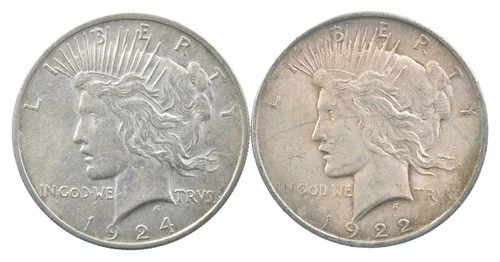 1924 & 1922 & Peace Silver Dollar $1 Bullion Collection Lot *912