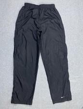 Vintage Black Nike Track Pants Mini Swoosh Windbreaker Y2k Youth XL 90s Black