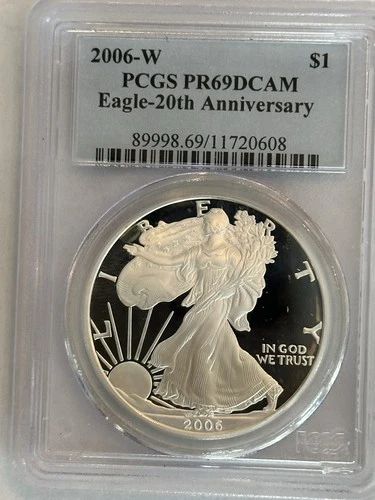 2006-W PCGS PR69 DCAM AMERICAN SILVER EAGLE 20TH ANNIVERSARY