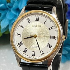 Citizen Exceed Roman Gold Round Watch Quartz Dress Unisex Wristwatch