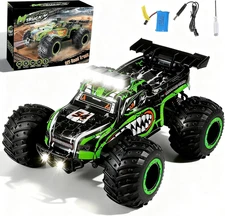 Remote Control Monster Truck for Kids: Off-Road RC Car with Headlights & Body Li