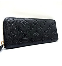 Louis Vuitton Monogram Empreinte Long Wallet Clemence Leather Black Round Zip