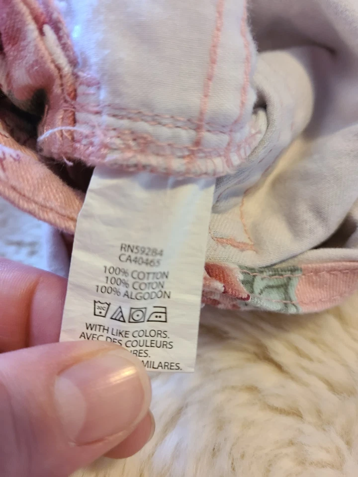 Childrens Place Girls Size 6x/7 Pink Butterfly Rose Denim Shortalls Snap Closure - Image 4 of 4