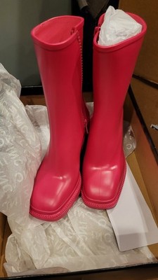 INC International Concepts Pink Mid-Calf Rain Boots Side Zipper Size 8