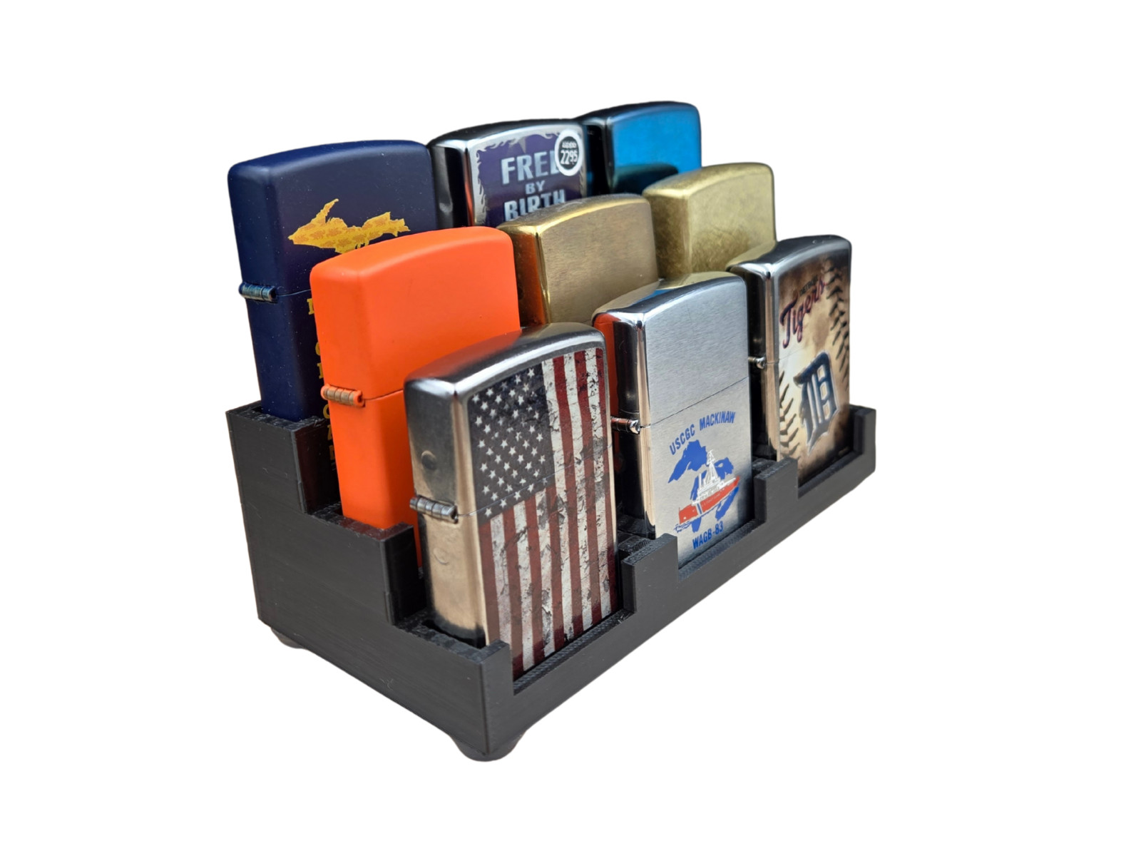 Zippo Display Holder Stand Holds 9 Zippos 3 Wide 3 Deep 3D Printed Desk Shelf