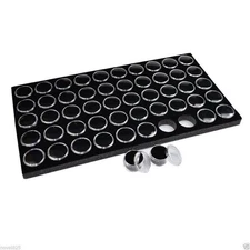 New 50 Black Foam Gem Jars Gemstone Jewelry Storage Display Tray Insert