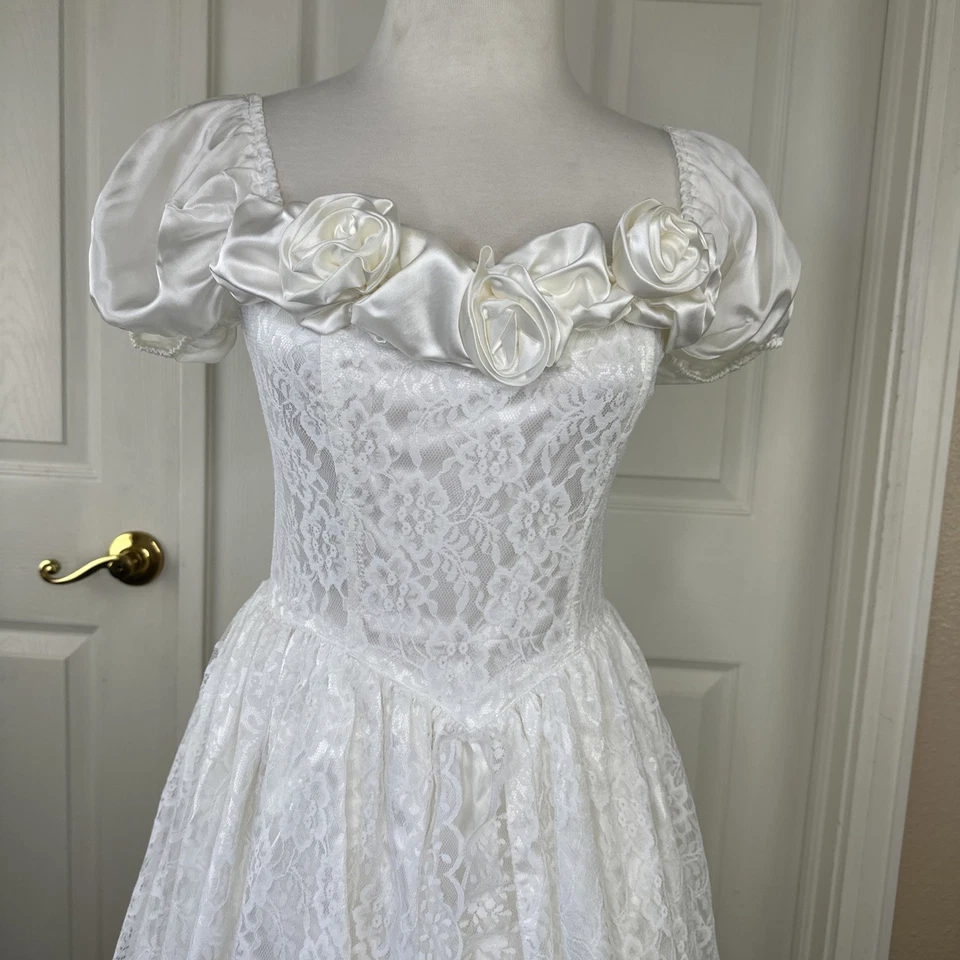 De Colección GUNNE SAX Romántico Renacimiento Encaje Satén Volantes Capas Rosa Victoriano Talla 7 Foto 2 de 4