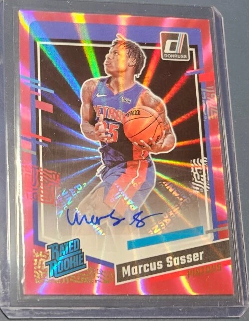 Marcus Sasser Auto 2023-24 Donruss Pink Laser Holo Parallel Rated 