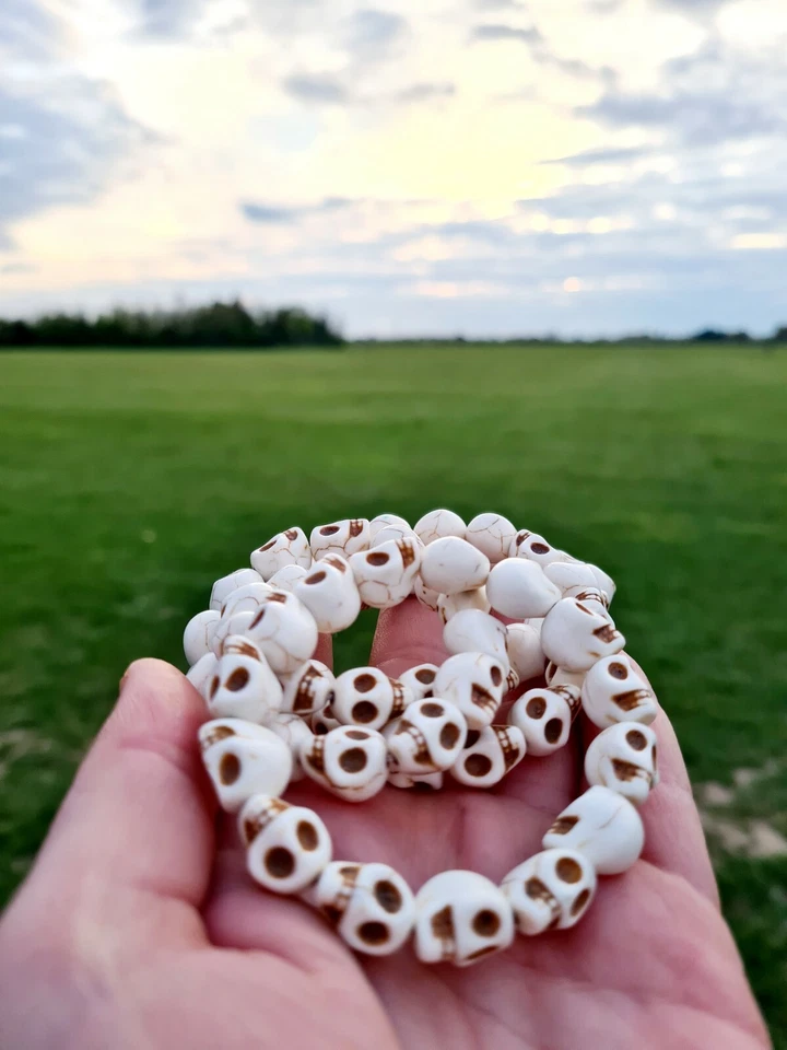 Scull Bracelet Synthetic dyed Turquoise, Witch, Wizard Bracelet, all sizes,... - Image 4 of 4