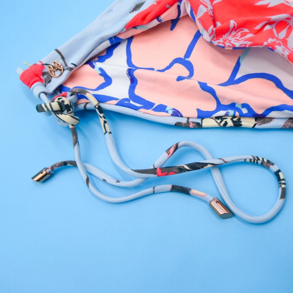Maaji Pequeño Multicolor Azul Floral Corbata Bikini Parte Inferior Traje de Baño Brasileño Playa Foto 3 de 4