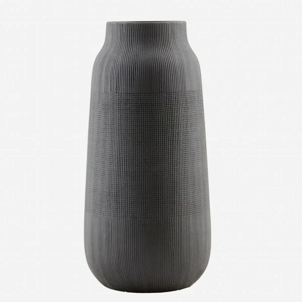 House Doctor Vase schwarz 35 cm groove Newstalgie