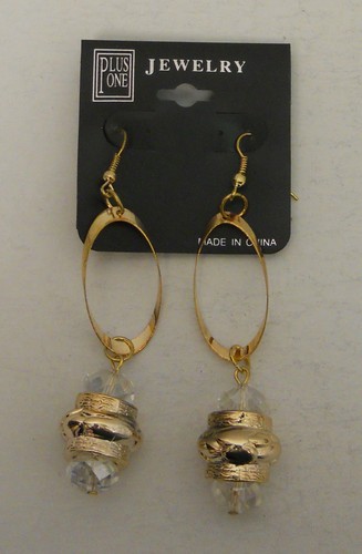 PLUS ONE JEWELRY Ladies Earrings Drop Dangle Clear Crystals Hook - Picture 4 of 12