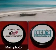 CAROLINA HURRICANES NHL VINTAGE DICK'S SPORTING GOODS ⚽️🏀+ STICKER SPONSOR PUCK
