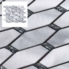 Silver Aluminum Metal Jewelry Glass Hexagon Mosaic Wall Tile Kitchen Backsplash