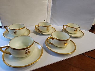 Vintage Rosenthal Donatello Creme and Gold Cup and Saucer, set of Five
