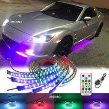 6 X Car Double Row Led Rgb Lights Strips Underglow Music Chasing For Mazda Rx-8