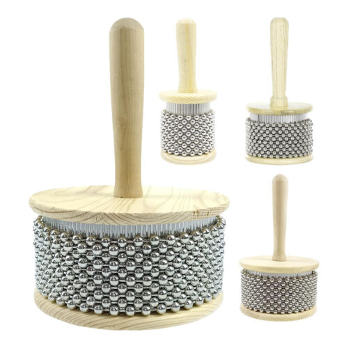Wooden Cabasa Percussion Musical Instrument Metal Beaded & Cylinder