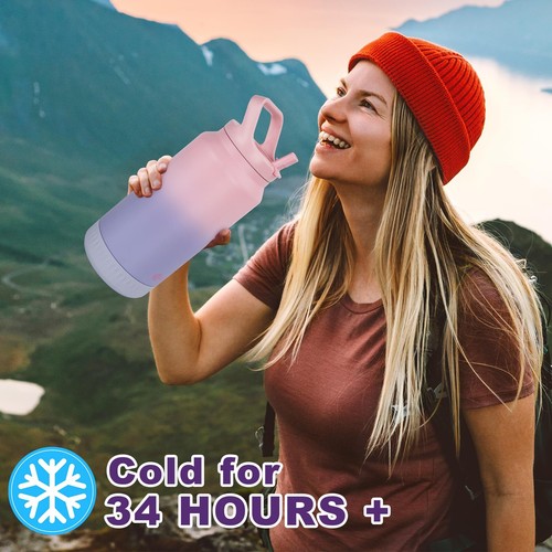 64oz Insulated Water Bottle Half Gallon Stainless Steel Vacuum Tumbler With Flip - Picture 7 of 7