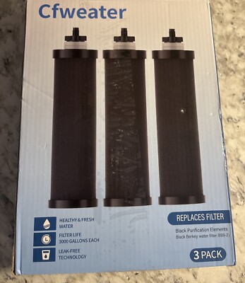 3 PACK Fit For Black Berkey Replacement Filters BB9-2 Purification Water Filter