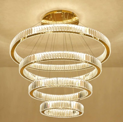 Anelli Moderni Lampadario LED Vetro Luci Corridoio Regolabile Soffitto Oro - Foto 18 di 18