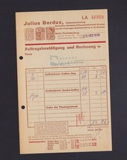 BERLÍN-CHARLOTTENBURG, factura 1938, Julius Berdux representación general café-han