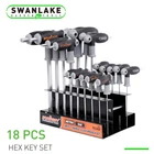 18Pc SAE/Metric T Handle Allen Wrench Ball End Hex Key Set Long w/ Storage Stand