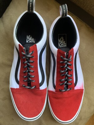 VANS Old Skool Mens 10 Red Canvas Low Skate Shoes Sneakers Style 500714 Vans Old Skool Red White Low Top Sneakers US | Mercari main image 4