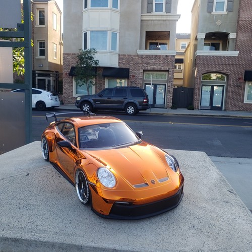 1/10 Custom CHROME ORANG PORSCHE 992 4Tec-2 RDS HPI DC10 FZ02 MST TT02 Body Only - Picture 3 of 8