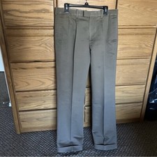 Perry Ellis Pleated Cuffed Dress Pants Mens 34X32 Folio-Flex Modern Fit Gray