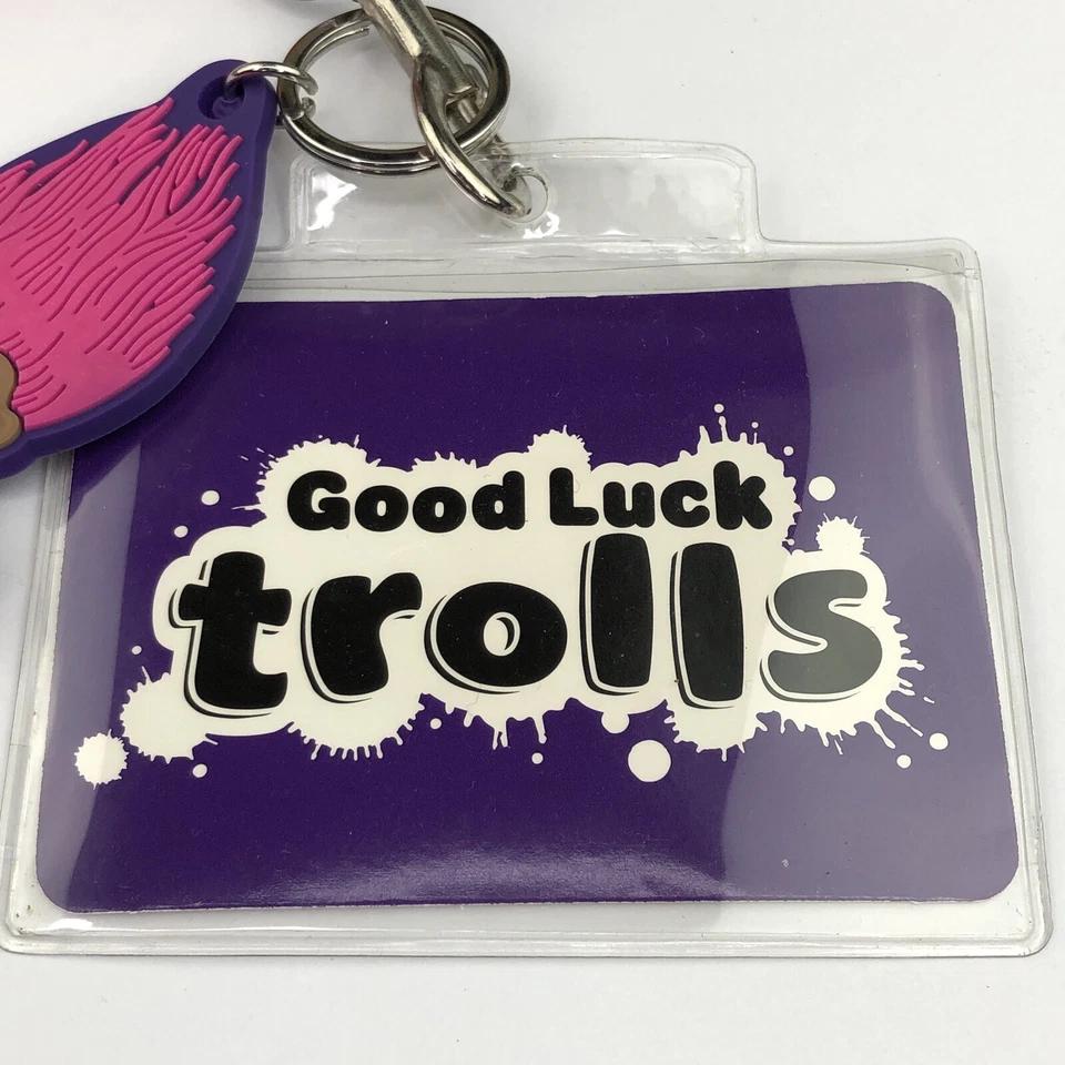 Cordão Dreamworks Trolls com chaveiro pendurado, cartão de identificação boa sorte trolls 2015 - Imagem 2 de 4