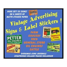 Model Train Advertising Signs, 4 STICKER SHEETS, 50 Signs, Miniatures Dioramas