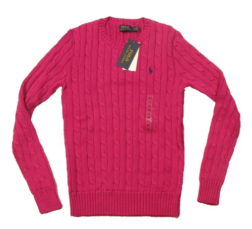 Polo Ralph Lauren Women's Pink Cable Knit Crew-Neck Pullover Sweater | eBay