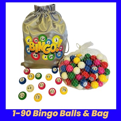 Bingo Gewinnspielkugeln 1-90 & Tasche für Bingokäfig 22mm 1-90 Bingokugeln & Tasche
