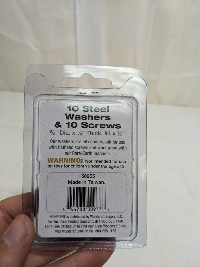 Steel Washers 5/8" O.D. For Rare Earth 10pc w/ 4 x 1/2" Screws