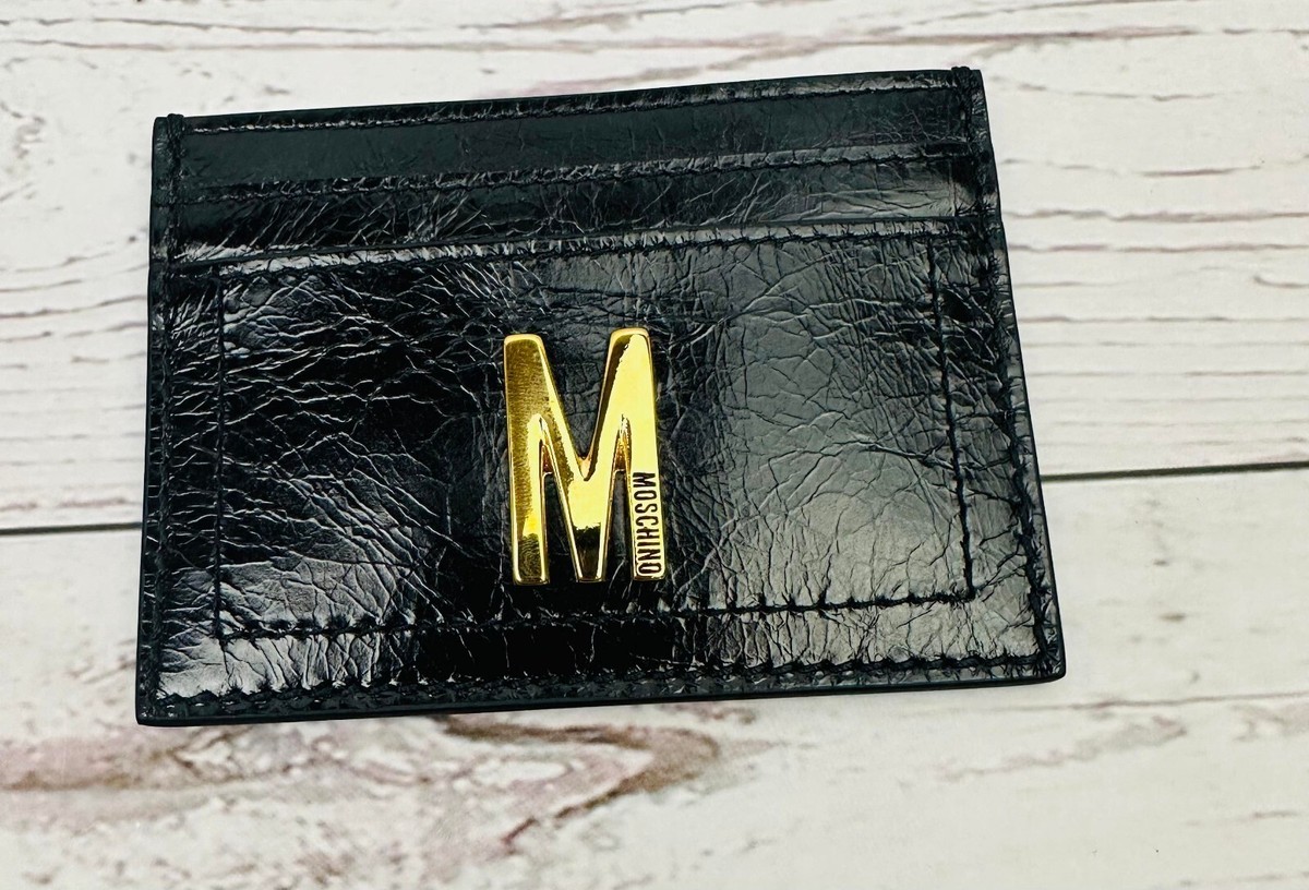 カードケース・名刺入れ Moschino Leather Card Holder MOSCHINO CARD HOLDER WITH GOLD PLAQUE Style ID 81128006_0555