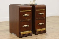 Pair of Art Deco Vintage Waterfall Nightstands or End Tables #54454