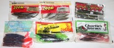 FISHING LURE large lot Rubber Worms 6 Mixed Bags Lot Zoom and more