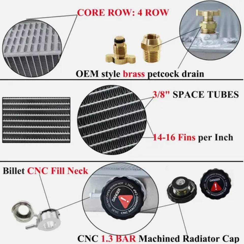 4 ROW Radiator Shroud Kit For 97-01 Nissan patrol Y61 GU TD 2.8/3.0/4.2 DIESEL ; - image 4 of 4