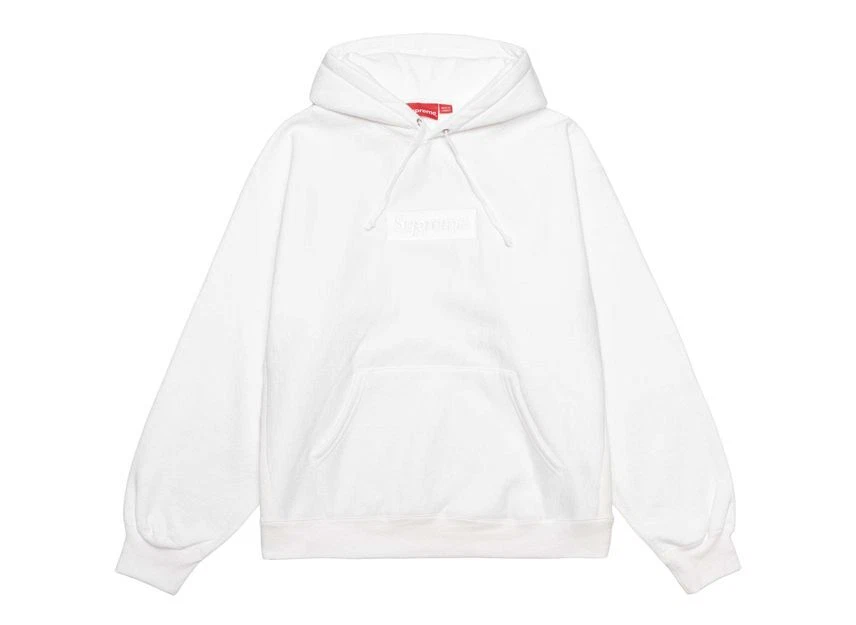 Sweat à capuche blanc logo Supreme Box (23FW)