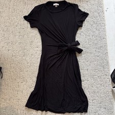 Calvin Klein Black Fitted Dress With Side Tie Detail Size 8
