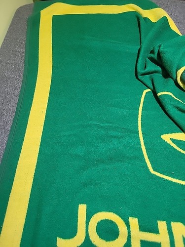John Deere Throw Blanket by Biederlack Spellout 71 X 58 Large Size USA Cozy Soft - Picture 6 of 8