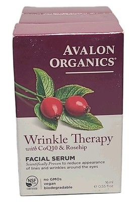 1x Avalon Organics Wrinkle Therapy FACIAL SERUM -CoQ10 & Rosehip- 0.55 oz /16 mL