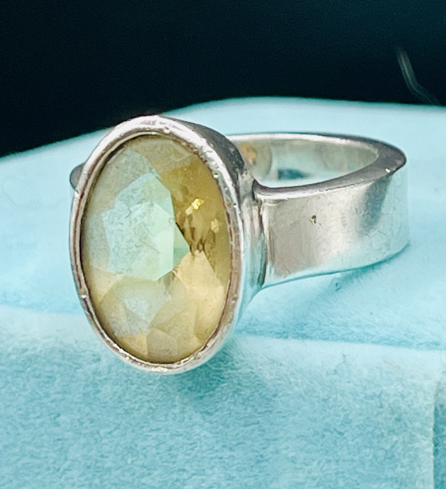 Modernist Bold Citrine Ring Statement Sterling Si… - image 1